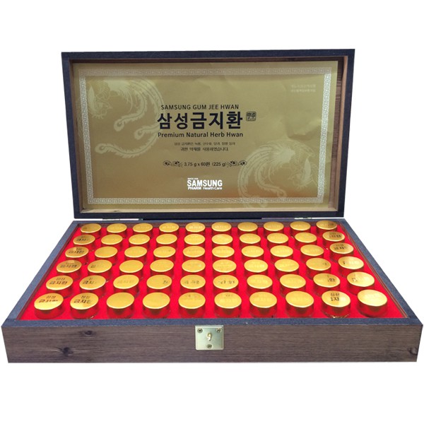 An cung ngưu hoàng hoàn Hàn Quốc tuần hoàn não hộp gỗ đen loại 60 viên