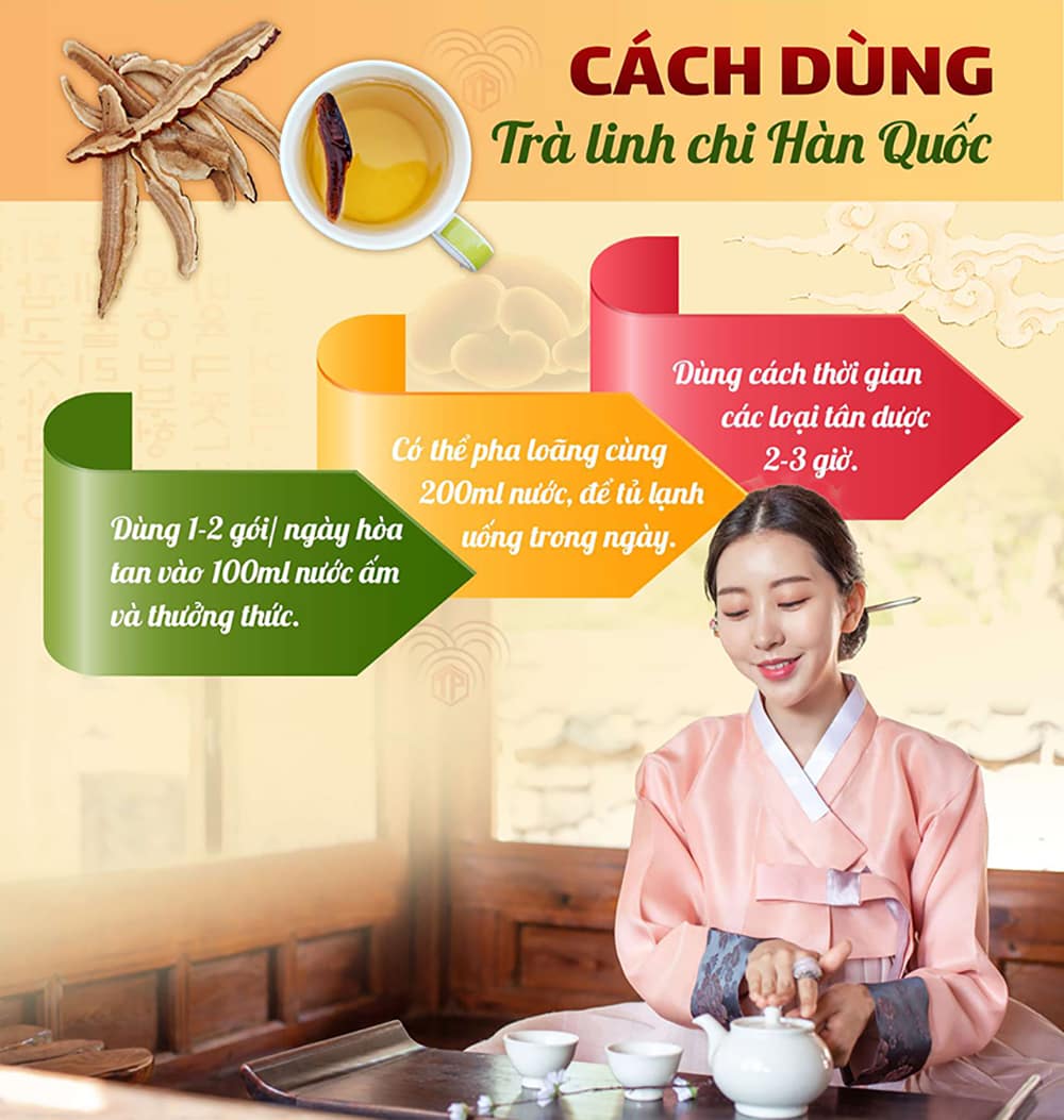 Hướng dẫn cách sử dụng trà nấm linh chi Hàn Quốc