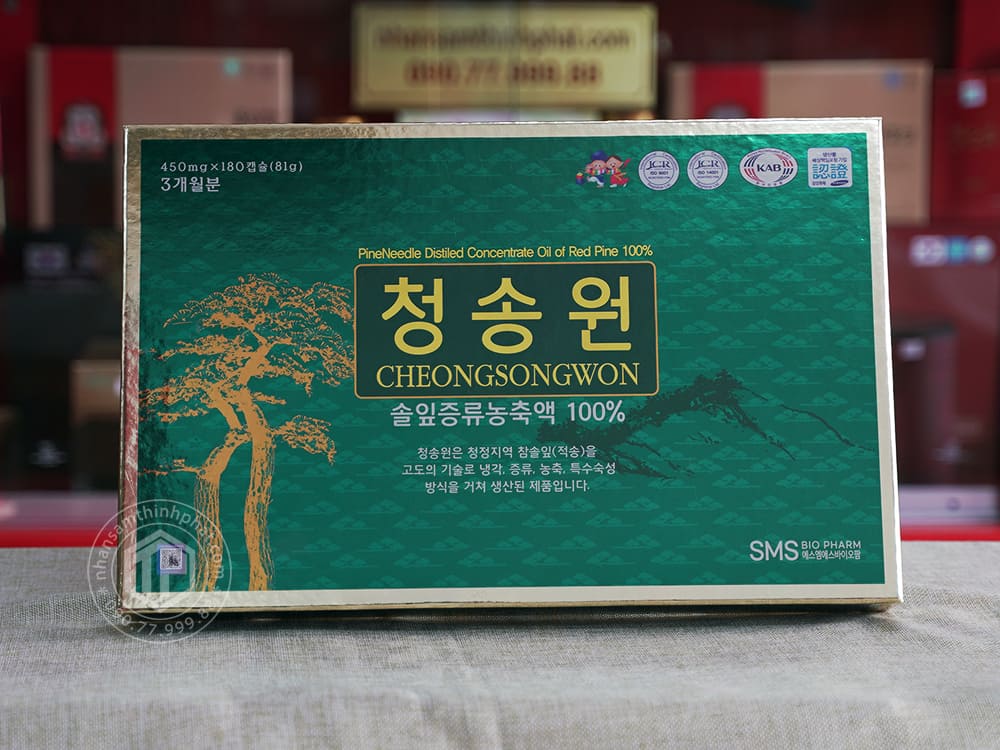 Viên tinh dầu thông đỏ Hàn Quốc Cheong Song Won hộp 180 viên hộp xanh