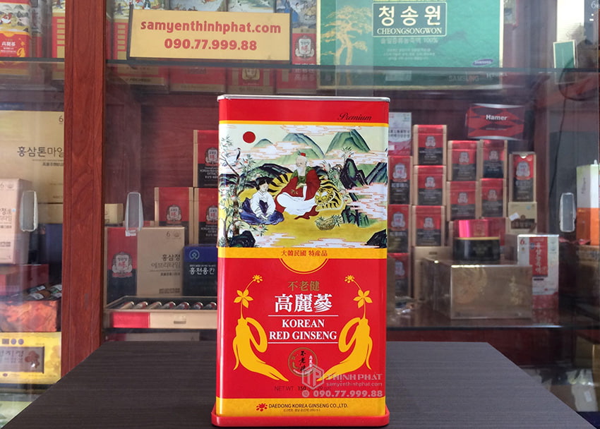 Hồng sâm củ khô 6 năm tuổi 150g hộp thiếc chính hãng Daedong Hàn Quốc