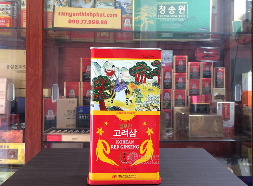 Hồng sâm củ khô 6 năm tuổi 150g hộp thiếc chính hãng Daedong Hàn Quốc
