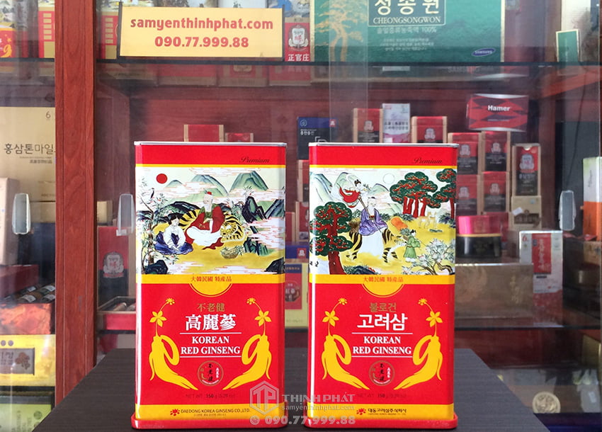 Hồng sâm củ khô 6 năm tuổi 150g hộp thiếc chính hãng Daedong Hàn Quốc