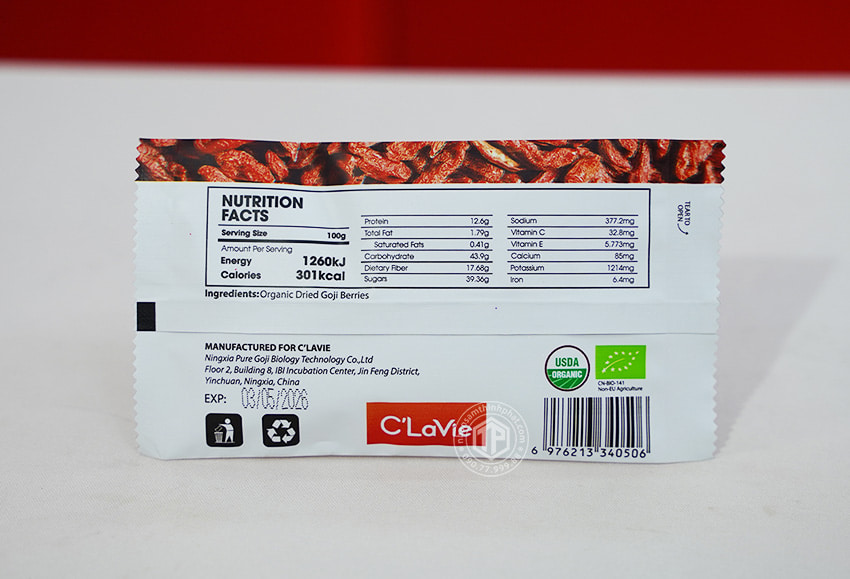 Kỷ tử hữu cơ Goji Berries túi 170g Kỷ tử hữu cơ Goji Berries túi 170g