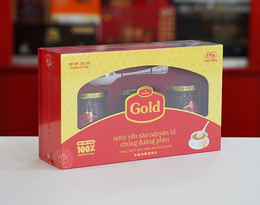 Tổ yến chưng đường phèn 100% tổ yến hộp 3 hũ - 190g/ hũ - Gold Bird