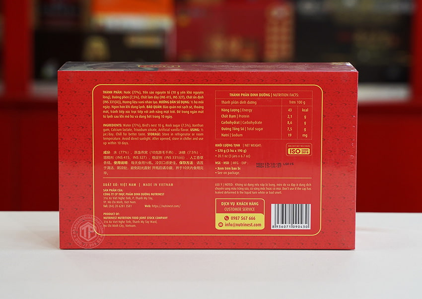 Tổ yến chưng đường phèn 100% tổ yến hộp 3 hũ - 190g/ hũ - Gold Bird