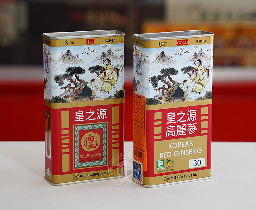 Hồng sâm củ khô hộp thiếc HG Bio 75g Chính hãng Hàn Quốc