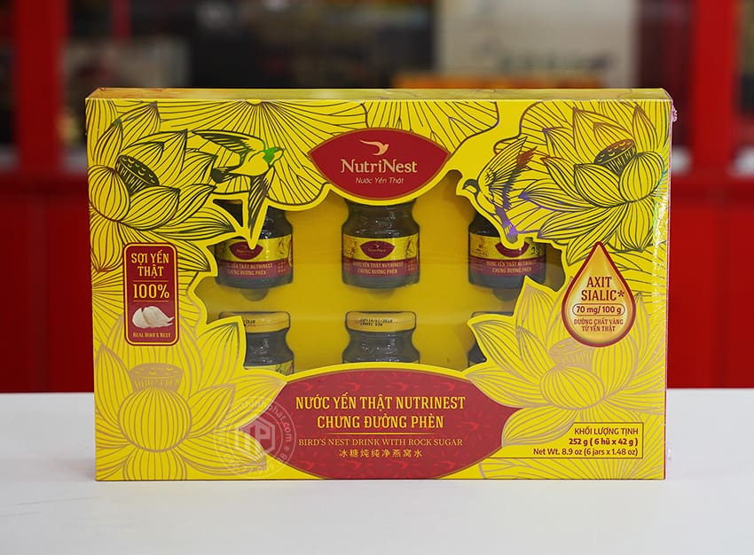 Nước yến thật Nutrinest chưng đường phèn hộp 6 lọ x 42g