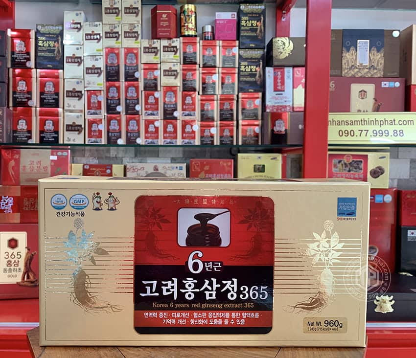 Cao hồng sâm chính hãng 365 sâm Hàn Quốc 6 năm tuổi hộp 4 lọ 240g