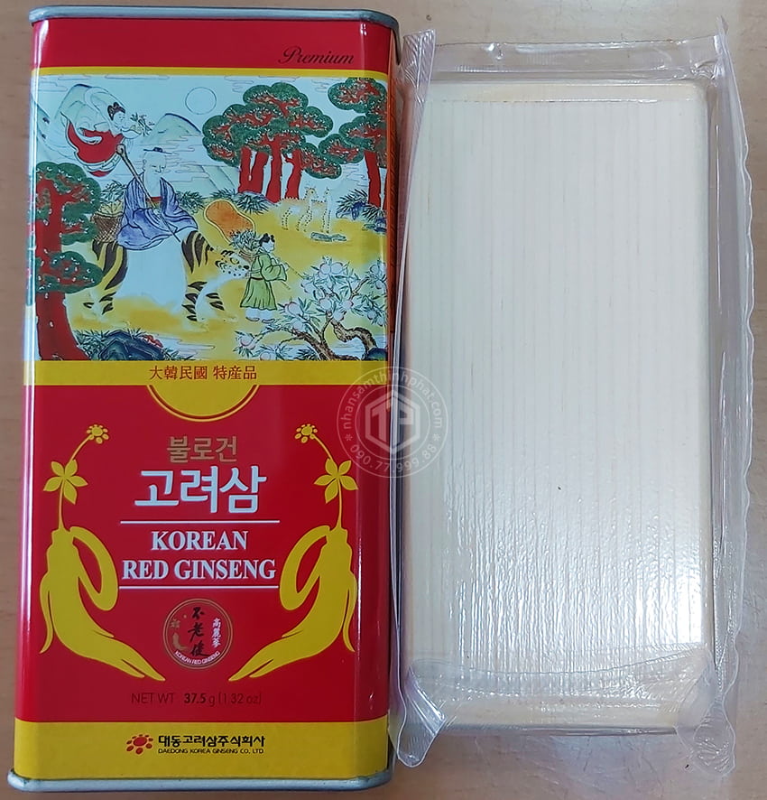 Hồng sâm củ khô 6 năm tuổi 37,5g hộp thiếc chính hãng Daedong Hàn Quốc