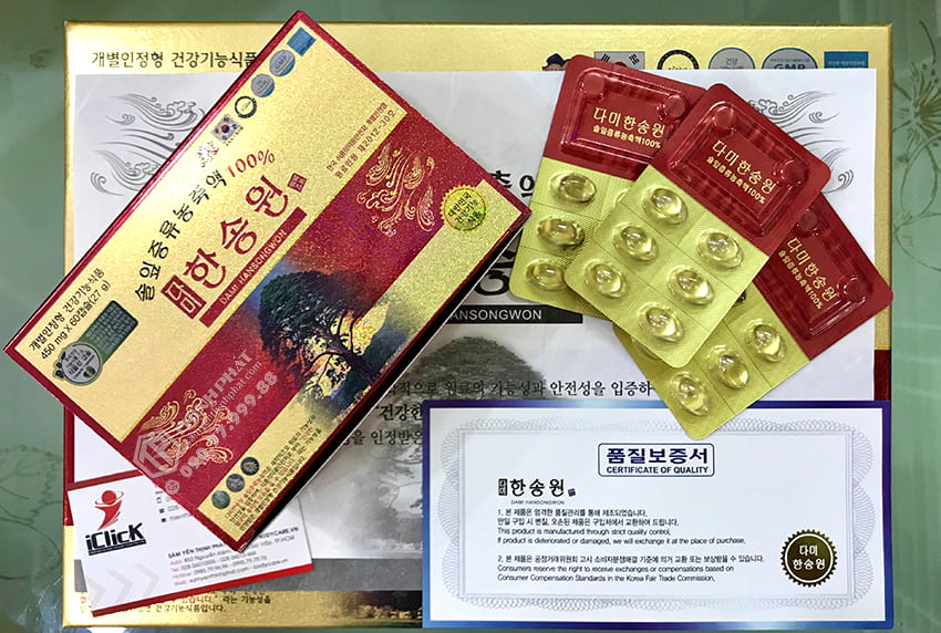 Viên tinh dầu thông đỏ Chính phủ Hàn Quốc Dami Hansongwong cao cấp 120 viên